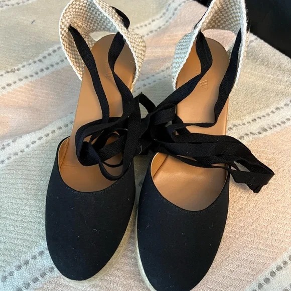 New Espadrille ssandqls anky wrap wedges J.Crew 9 1/2, black. - Picture 4 of 5